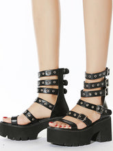 Sandalias de cuña envolventes ajustables de PU